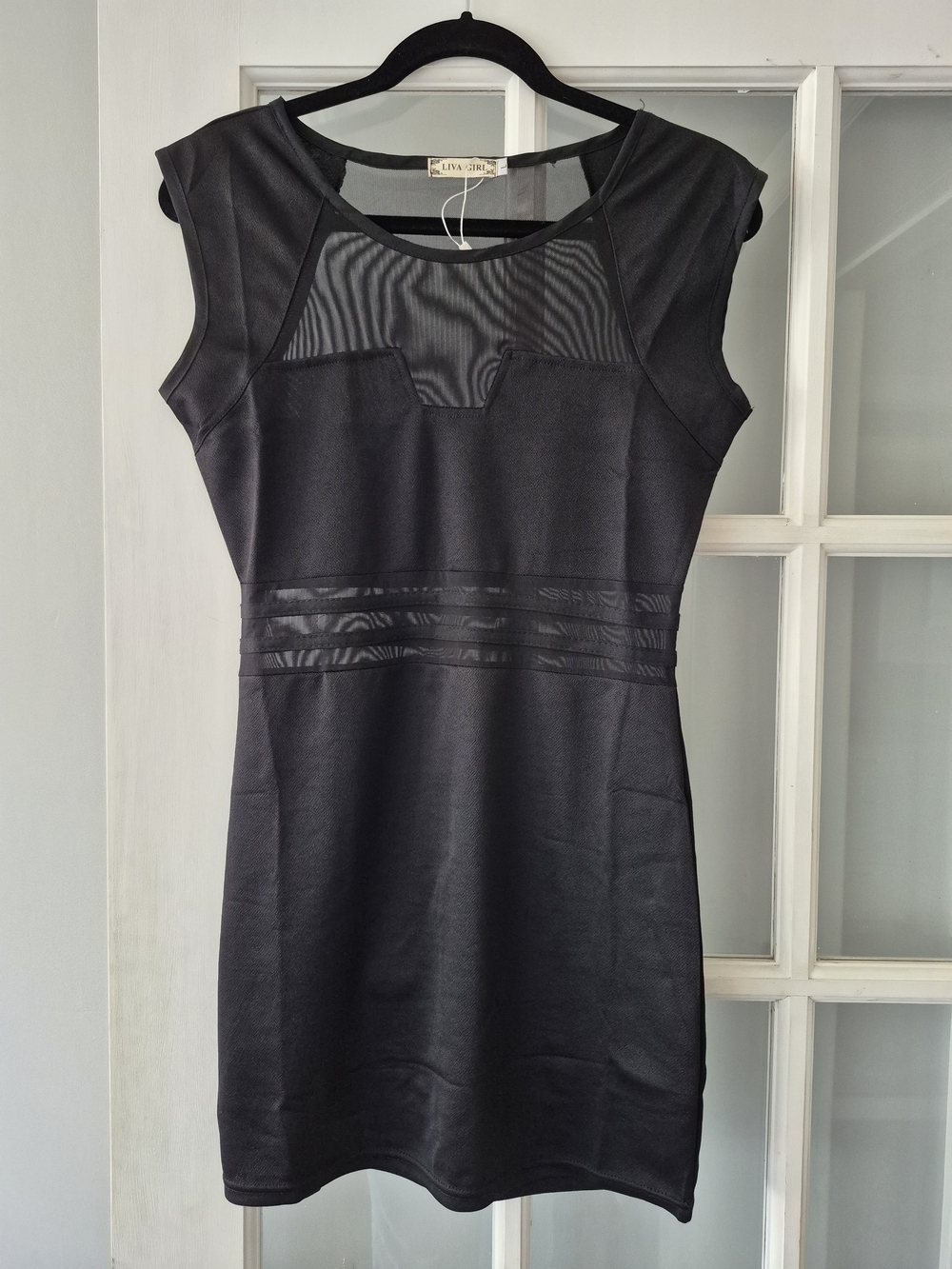 2 For $20!! Black Mesh Mini Dress Liva Girl Size L NWT